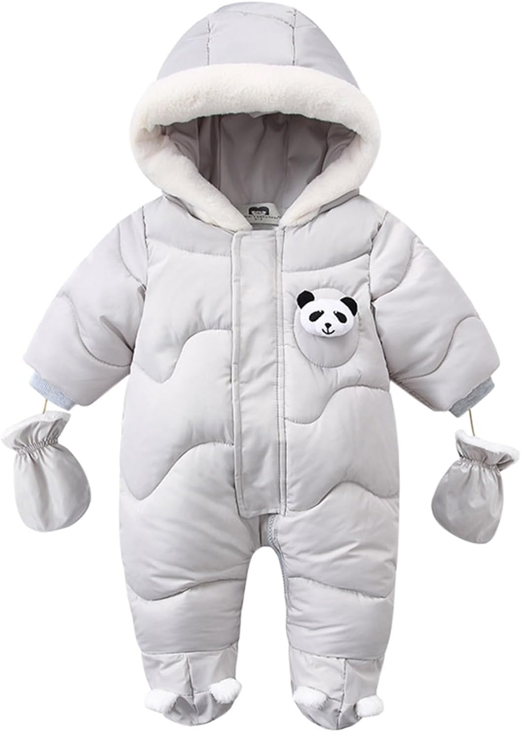 Baby Cute One Piece Snowsuit Infant Winter Windbreaker Puffy Puffer Jacket Newborn Warm Hooded Down Coat With Gloves
