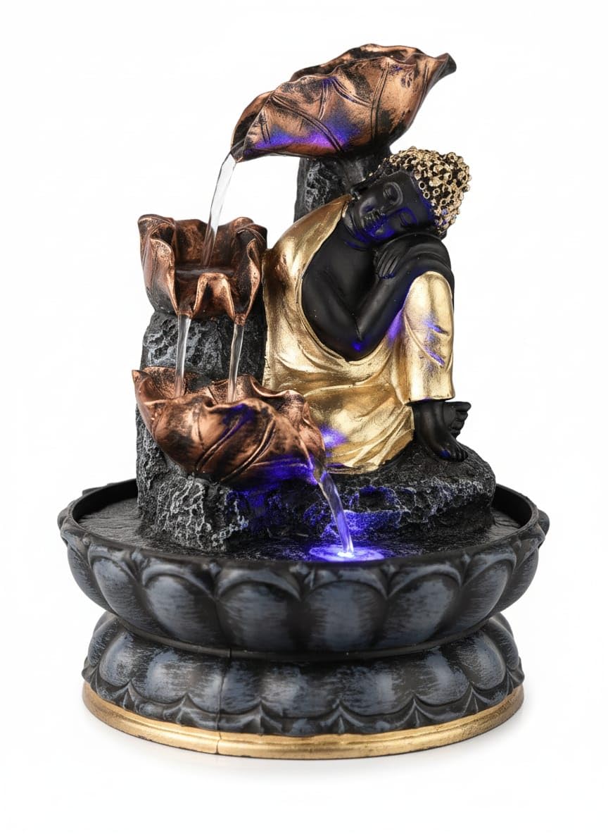 Buddha Tabletop Waterfall Fountain Meditation Relaxing Indoor Decoration, Zen Fountain for Home, Office, Bedroom Decoration.-image-9
