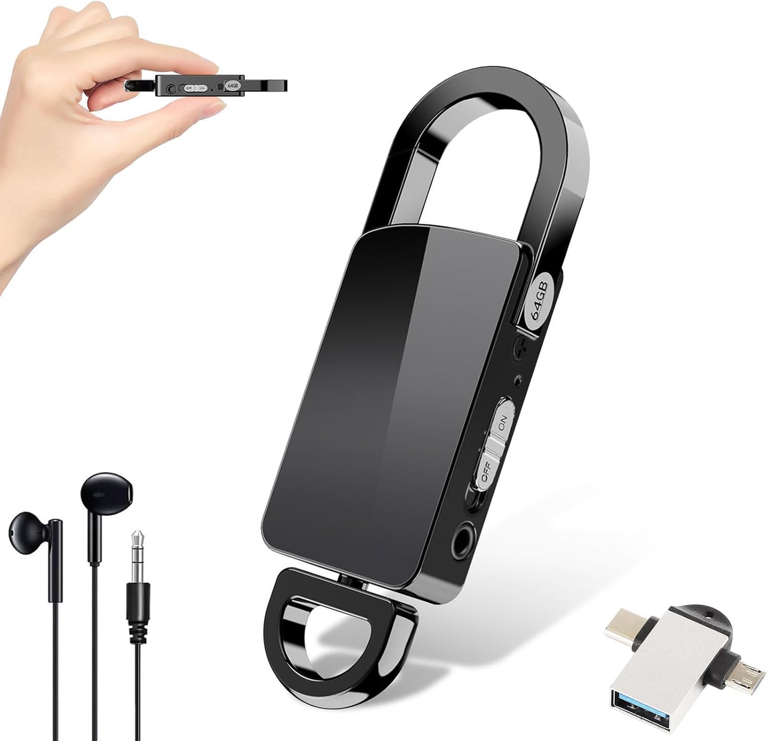 64GB Voice Recorder, Audio Recording Device with Triple Noise Reduction,Digital Voice Activated Recorder with Playback,750 Hours Storage and 30 Hours Battery Time for Class, Meeting, Speech (64GB) 64GB Voice Recorder, Audio Recording Device with Triple Noise Reduction,Digital Voice Activated Recorder with Playback,750 Hours Storage and 30 Hours Battery Time for Class, Meeting, Speech (64GB)