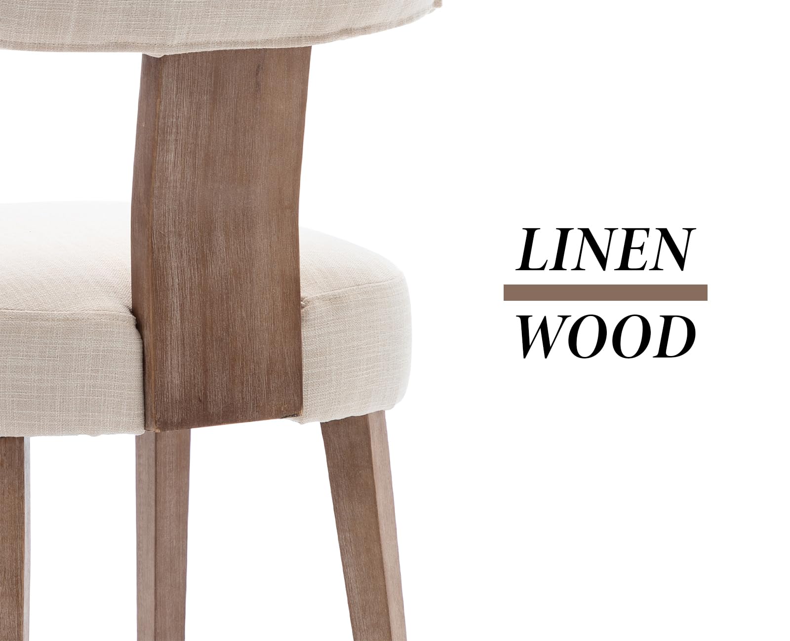 chairus Juego 2 de Sillas de Comedor Acolchada con Patas de Madera Silla de Cocina de Lino, Sillas Estilo Moderno Minimalista con Respaldo Curvo para Mesa/Salón, Beige
