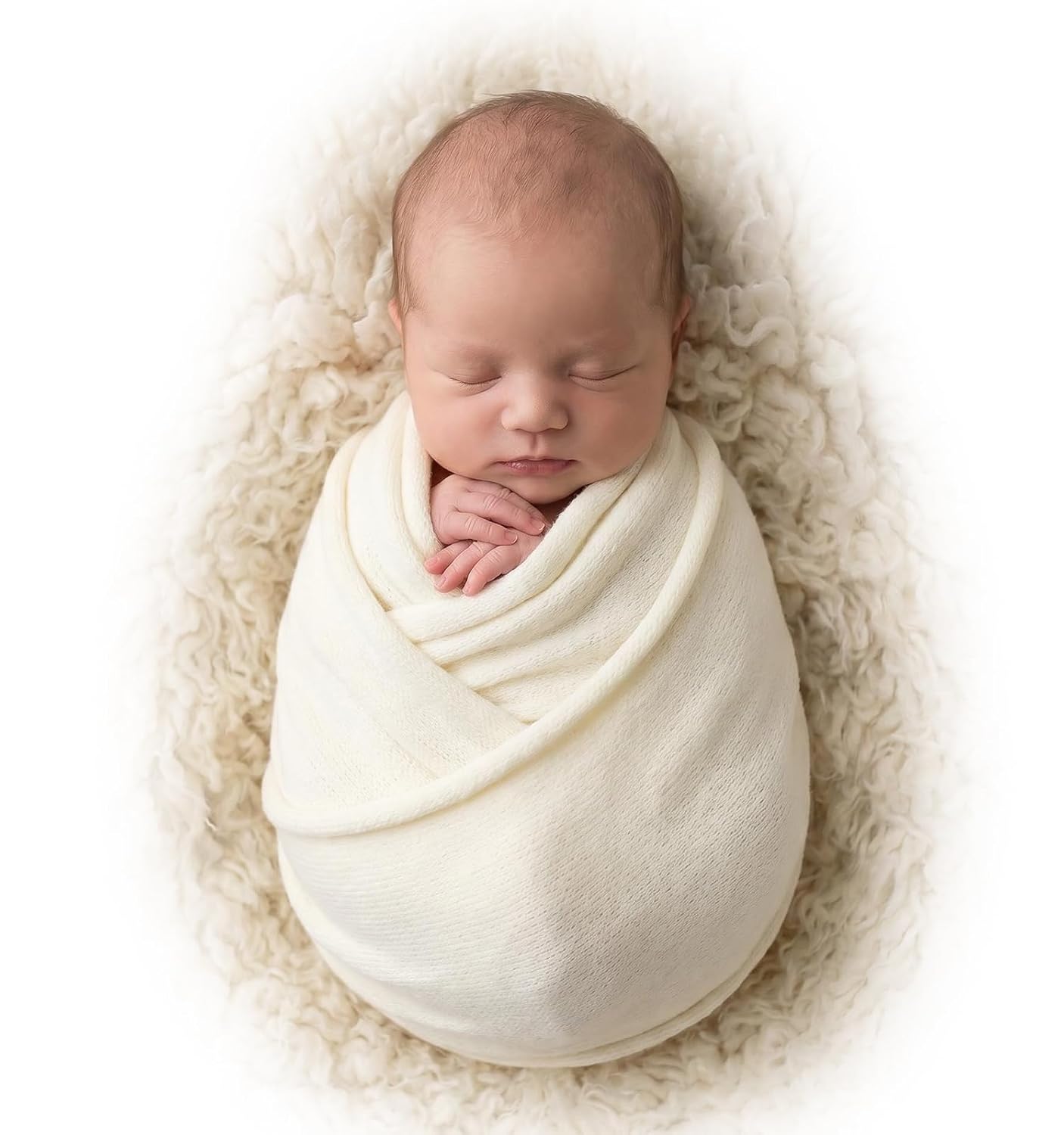 Zeroest Newborn Photography Wrap Newborn Photoshoot Props Boys Girls Posing Stretch Knit Blanket Infant Baby Photo Prop (Off White, Small)