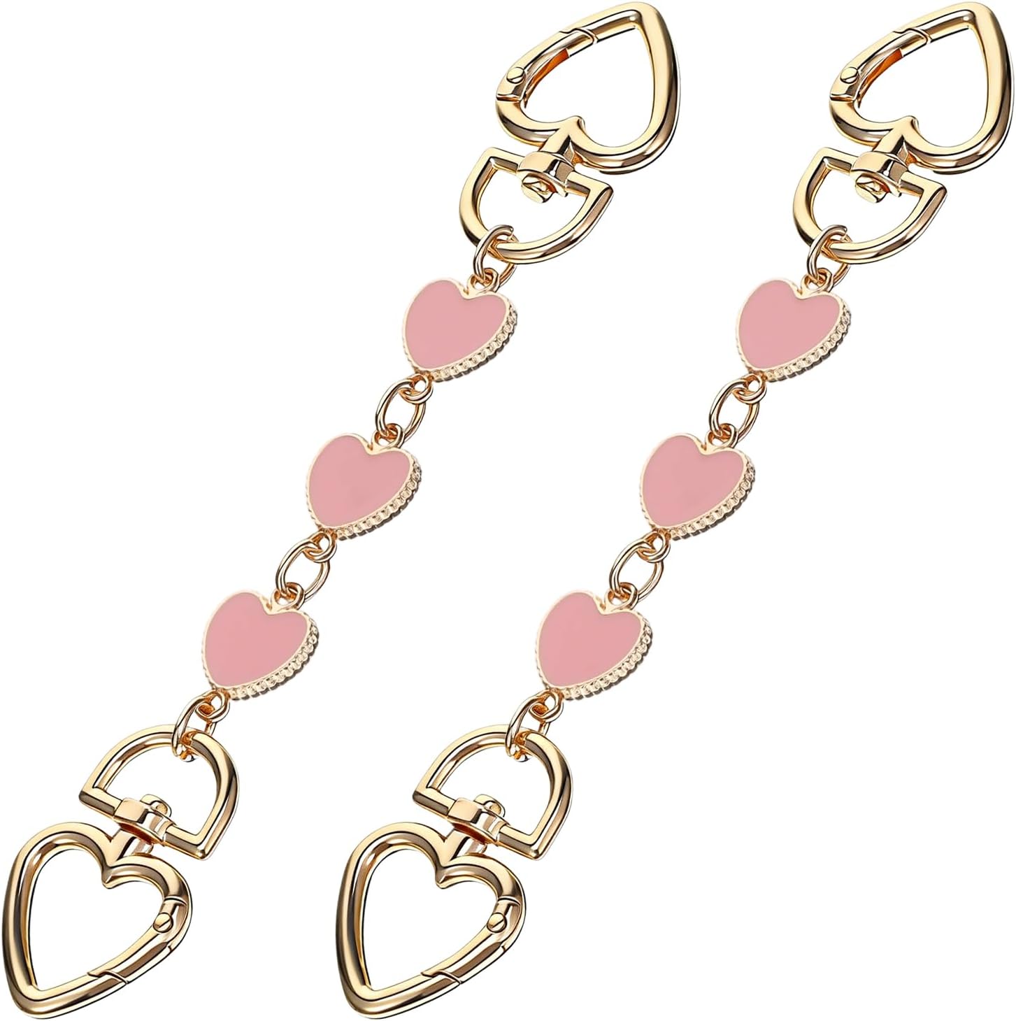 Purse Strap Extender Purse Extender-Chain, 2 PCS Heart Shape Bag Strap Extender Pink Strap-Extender Handbag and Shoulder-Bag Chain-Extender