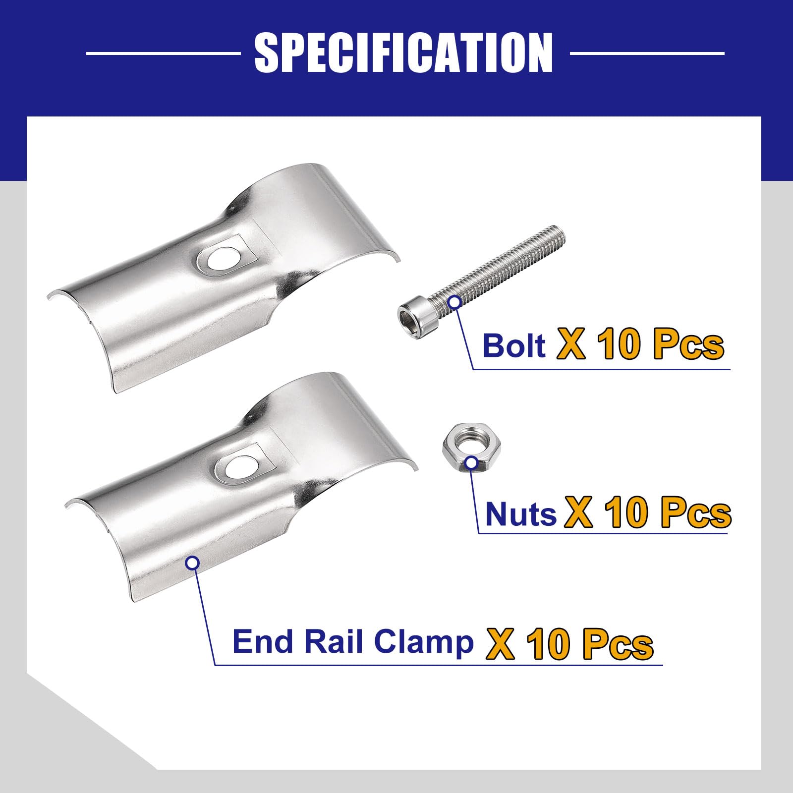 uxcell Morsetti per tubi strutturali, 180 gradi, 2 vie, 10 set di morsetti angolari in acciaio inox, per tubi OD da 25 mm, argento