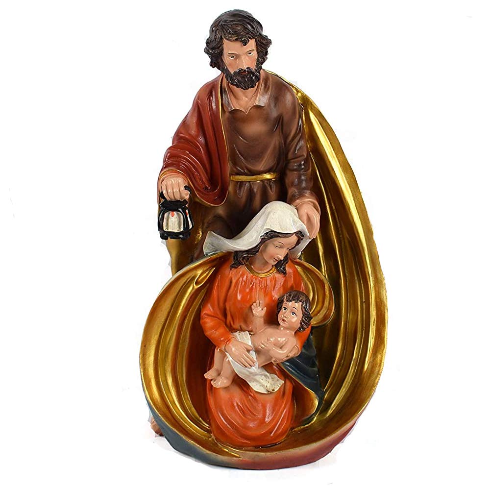 Oliver Art – Statuette Presepe Natività 10 Cm – Gesù, Maria, Giuseppe, Bue E Mulo – Durosina Dipinta A Mano