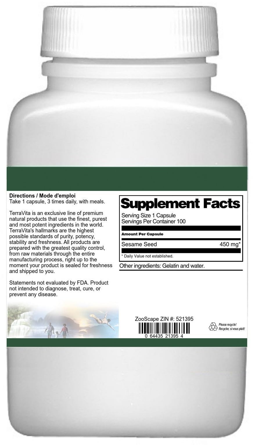 Amazon.com: Sesame Seed - 450 mg (100 Capsules, ZIN: 521395) - 3