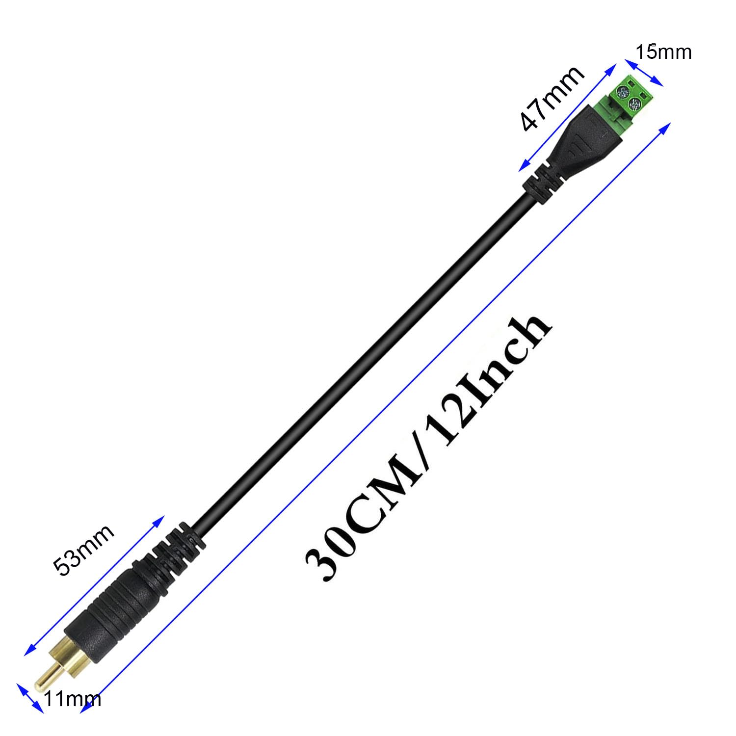 RUNCCI-YUN 2 Cavi RCA Maschio Per Altoparlanti | 14 AWG 0,3m | Connettori Metallici Placcati Argento