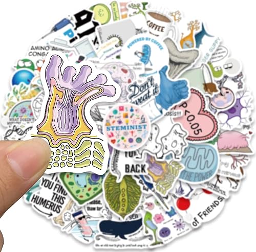 Miniatura 3 de Divertidas calcomanías de biología para adultos, calcomanías de vinilo impermeables para botellas de agua y laptop, 50 calcomanías de biología a