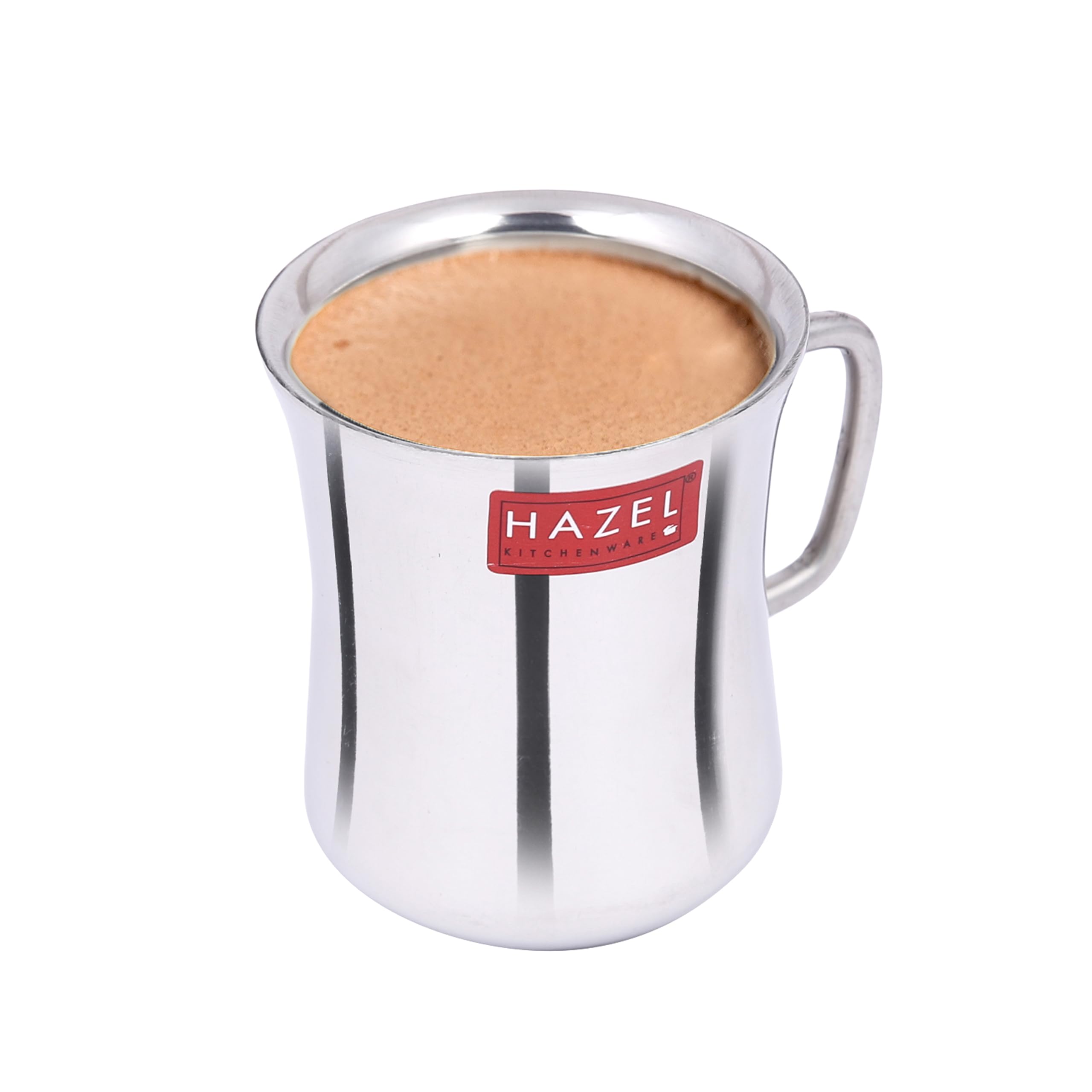 HAZEL Stainless Steel Green Tea Coffee Big Damaru Plain Mug, Set of 6, 200 ml (Each) 4