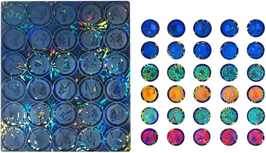 ホログラフィック アルファベット シリコン型 DIY クリスタル エポキシ樹脂型 ラウンド バタフライ