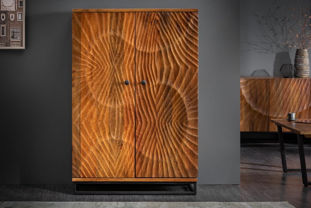 Barschrank SCORPION - 141cm - braun - Mangoholz handgefertigtes Unikat