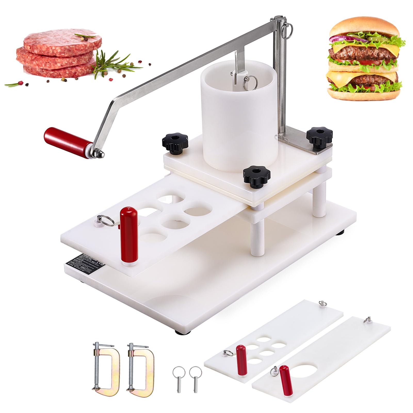 Kommerzielles Hamburger Patty Maker Kit mit Antihaft-Handpresse, großem Trichter und Zubehör für effiziente Burgerformen