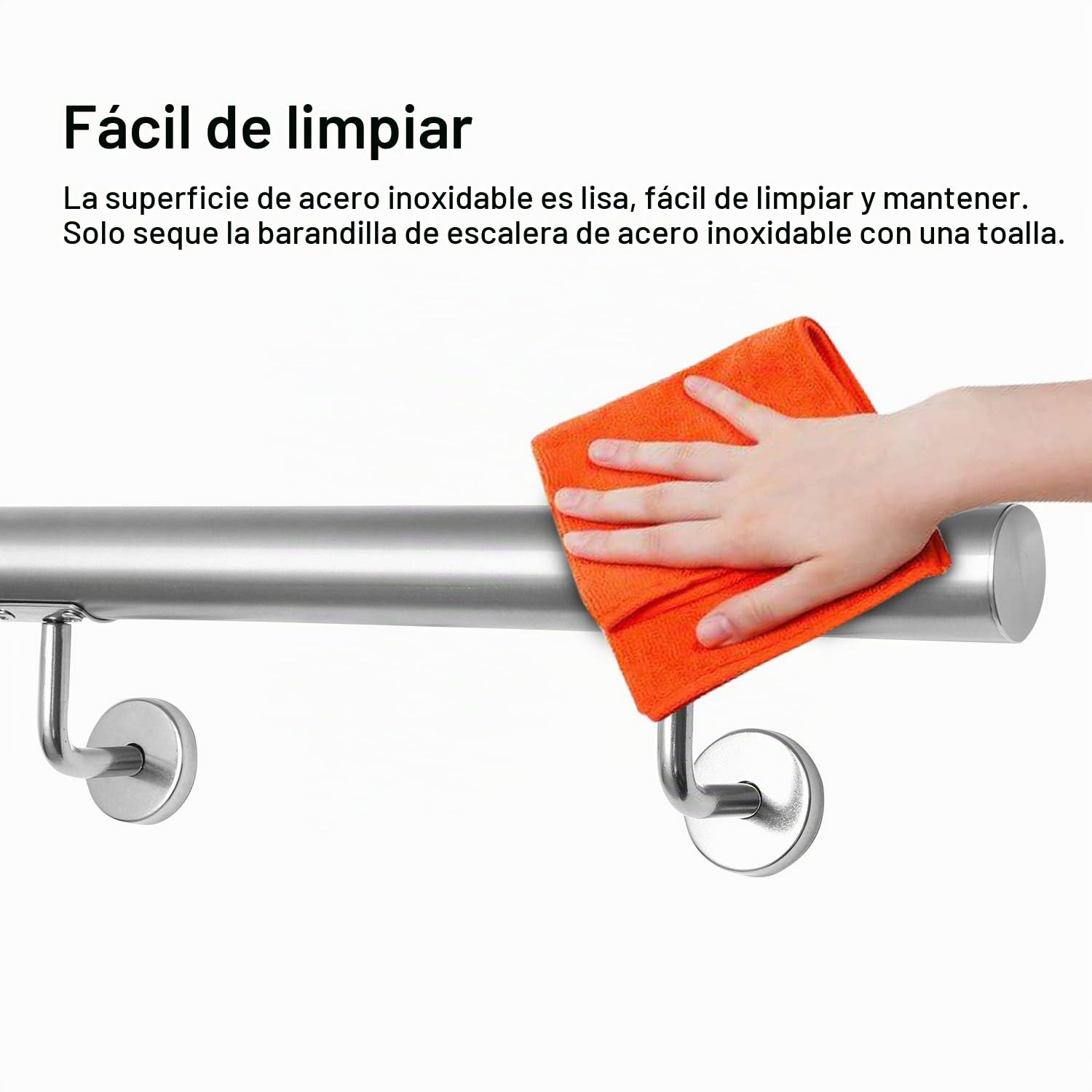 Lospitch Pasamanos de acero inoxidable, pasamanos de pared, para interior y exterior, incluye soporte de pared y tapas finales, 50 cm