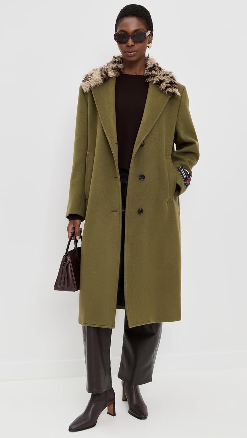 MSGM Women's Leopard Collar Coat