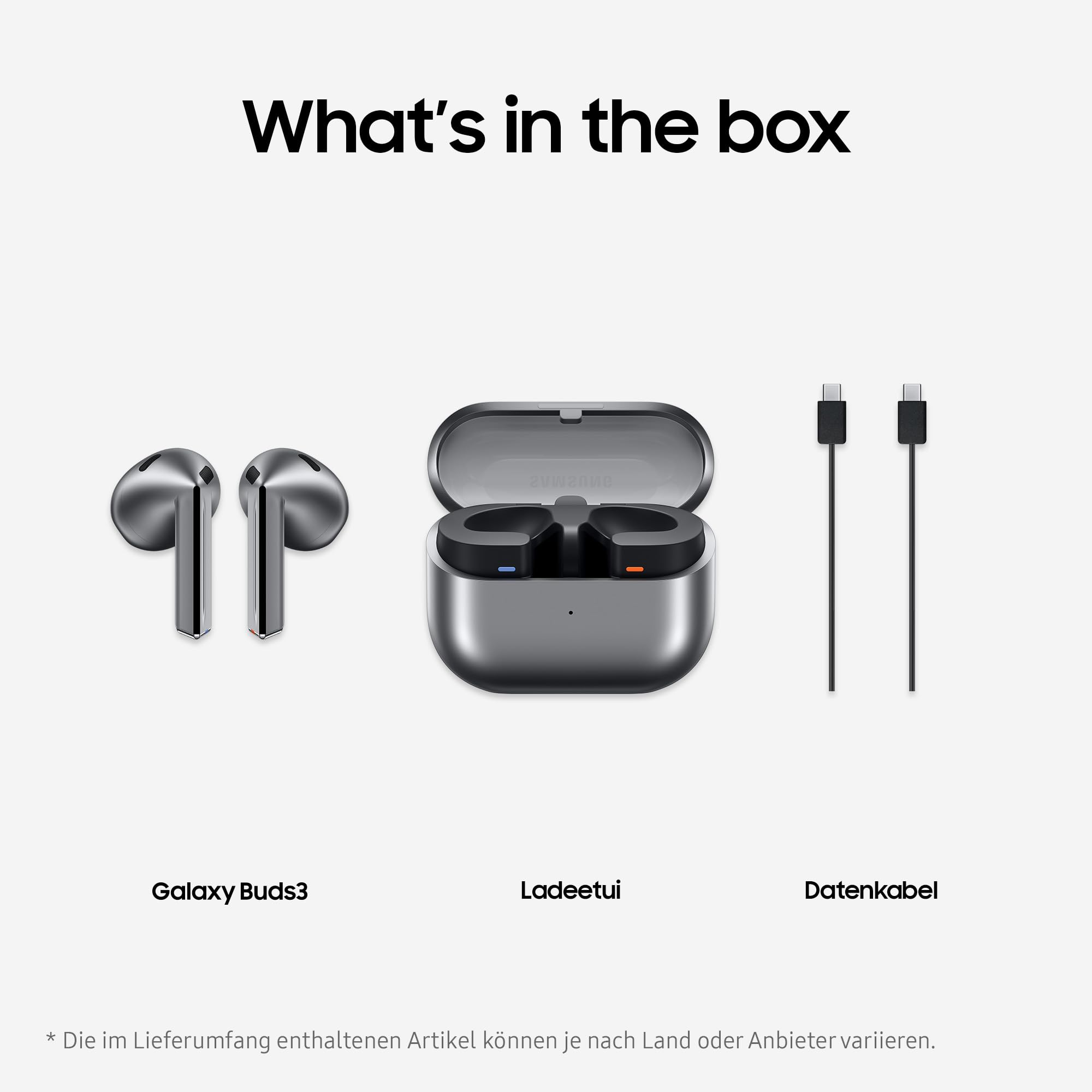 Samsung Galaxy Buds3 Écouteurs Intra-Auriculaires sans Fil Bluetooth avec réduction Active du Bruit (ANC), réduction adaptative du Bruit, avec Audio à 360°, argenté et étui Transparent Anymode