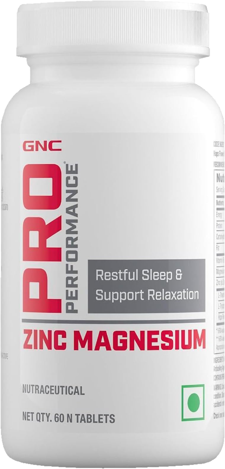 GNC Zinc Magnesium Complex (ZMA) with Vitamin B6, L-Theanine, L-Tryptophan & Hops Flower Extract | 60 Veg Tablets | Supports Restful Sleep, Calmness & Nerve Function | USA Formulated