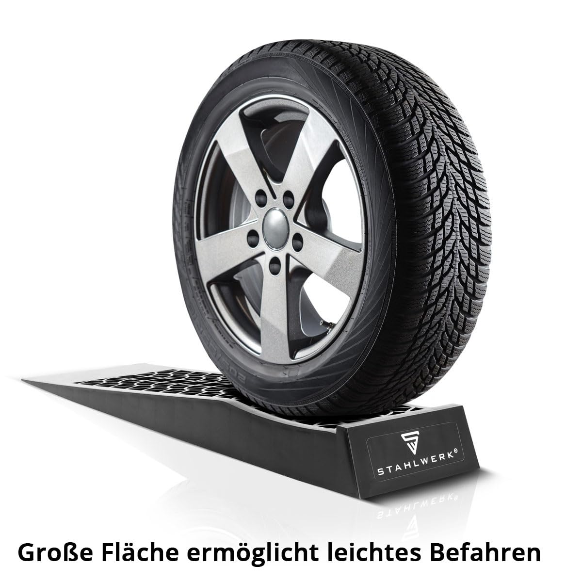 STAHLWERK GT-13 - Set di 2 cunei da passeggio, capacità di carico di 3 t, 700 x 200 x 78 mm, cuneo per ruota e rampa di accesso