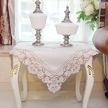 AMZALI Square Tablecloth - Stain Resistant Spillproof Flower Embroidered Lace Tablecloths Washable Table Cloth for Dining Room Kitchen Home Decor Square, 33 X 33 inch