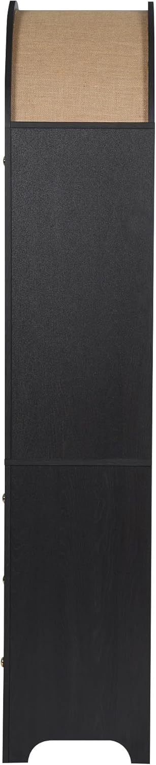 71” Tall Arched Storage Cabinet with Drawer,Farmhouse Black Arched Bookcase with Door,Freestanding Arch Tall Pantry with Countertop for Kitchen Living Room