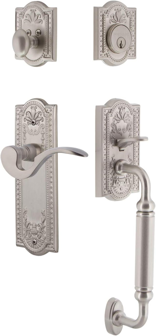 Nostalgic Warehouse Meadows Plate C Grip Entry Set Manor Lever in Antique Brass