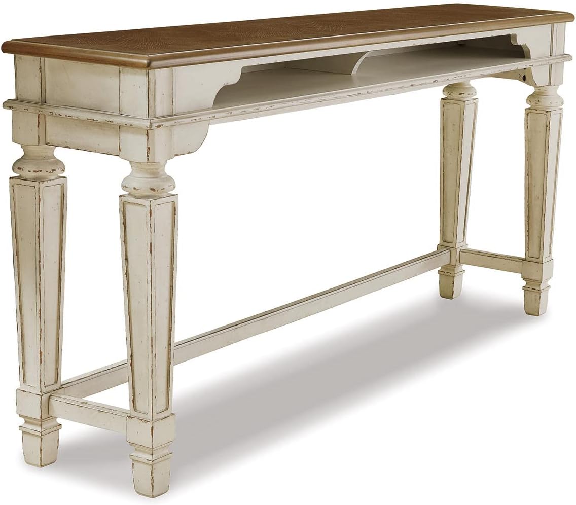 Signature Design by Ashley Realyn French Country Counter Height Dining Room Table, Chipped White