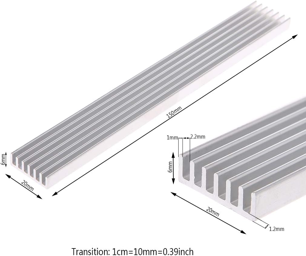 Heatsink Block Aluminum Cooling Cooler Heat Sink Heat Thermal Pads 5.9x0.79in for Computer SSD Hard Drive Disk