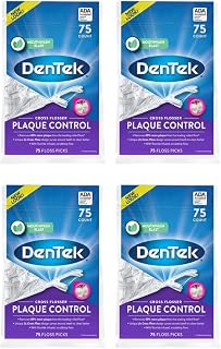 DenTek Cross Flosser Plaque Control Floss Picks, X-Shaped Floss, 75 Count, (Pack of 4)