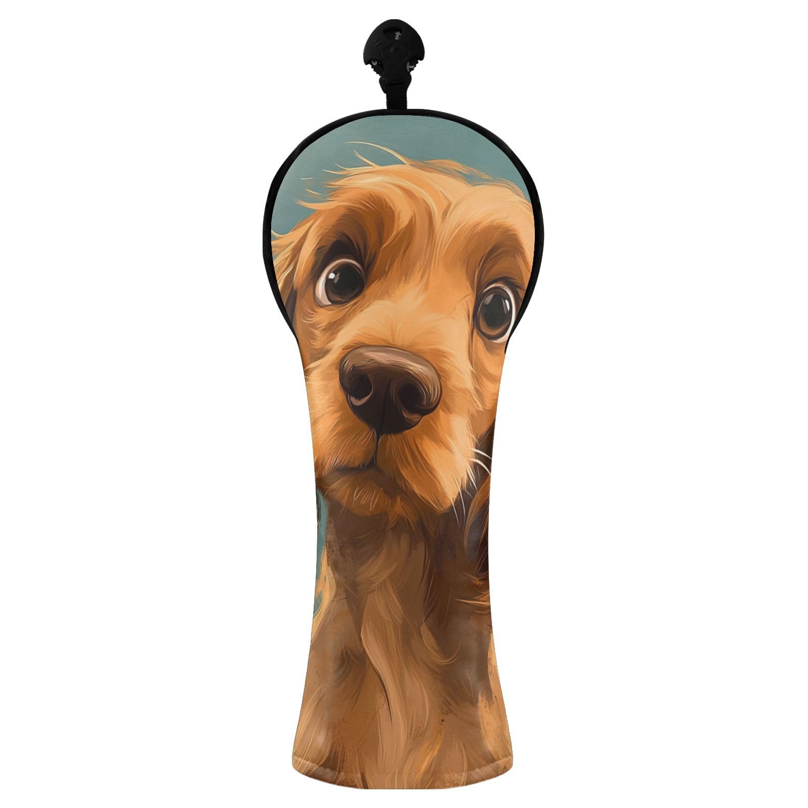 Cartoon Funny Cocker Brown Spaniel Dog Golf Club Head Covers Premium Leather Waterproof Headcover with Interchangeable No. Tags for Driver Golf Gifts — image 1
