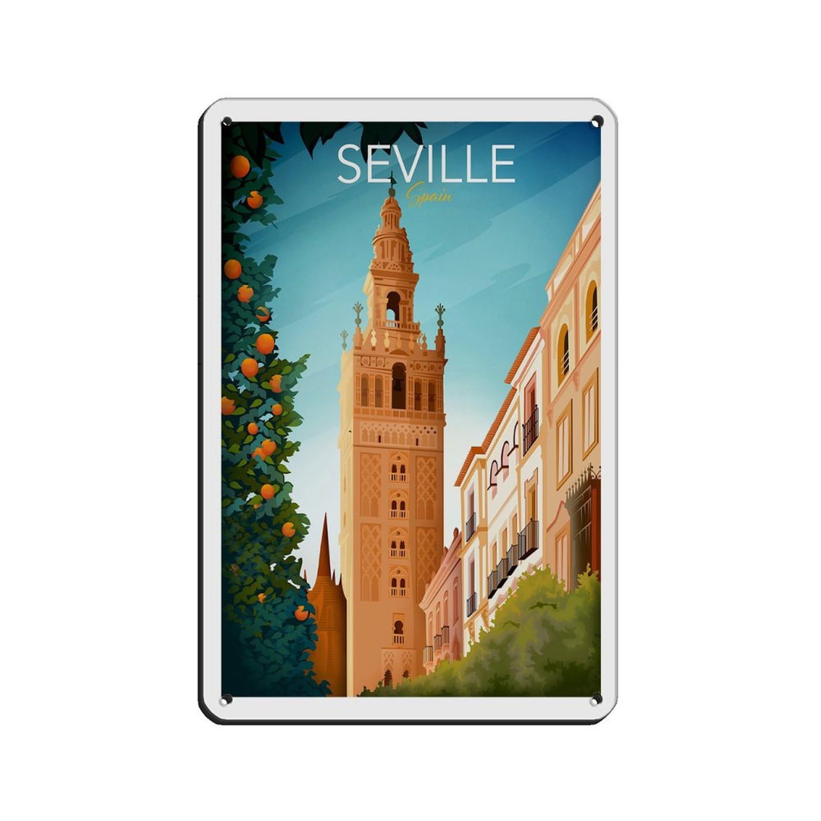 Vintage Travel Poster Seville 1 Tin Sign Vintage Metal Pub Club Cafe Bar Home Wall Art Decoration Poster Retro Style 8x12inch(20x30cm)