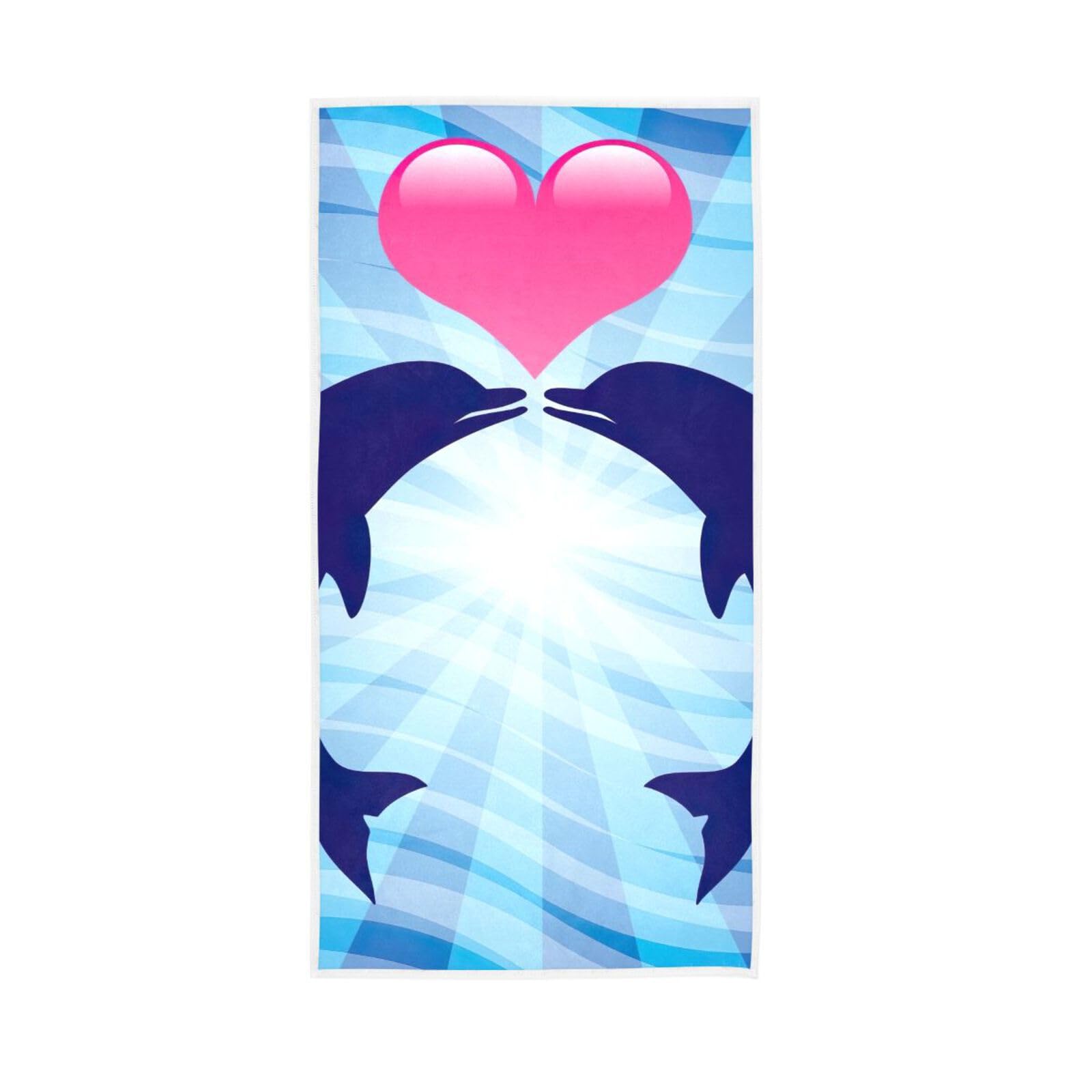 LSRCPD Dolphin Couple Hands Towel, 15 x 30 Inches Absorbent Hand Towel, Spa Towels Gym Towels