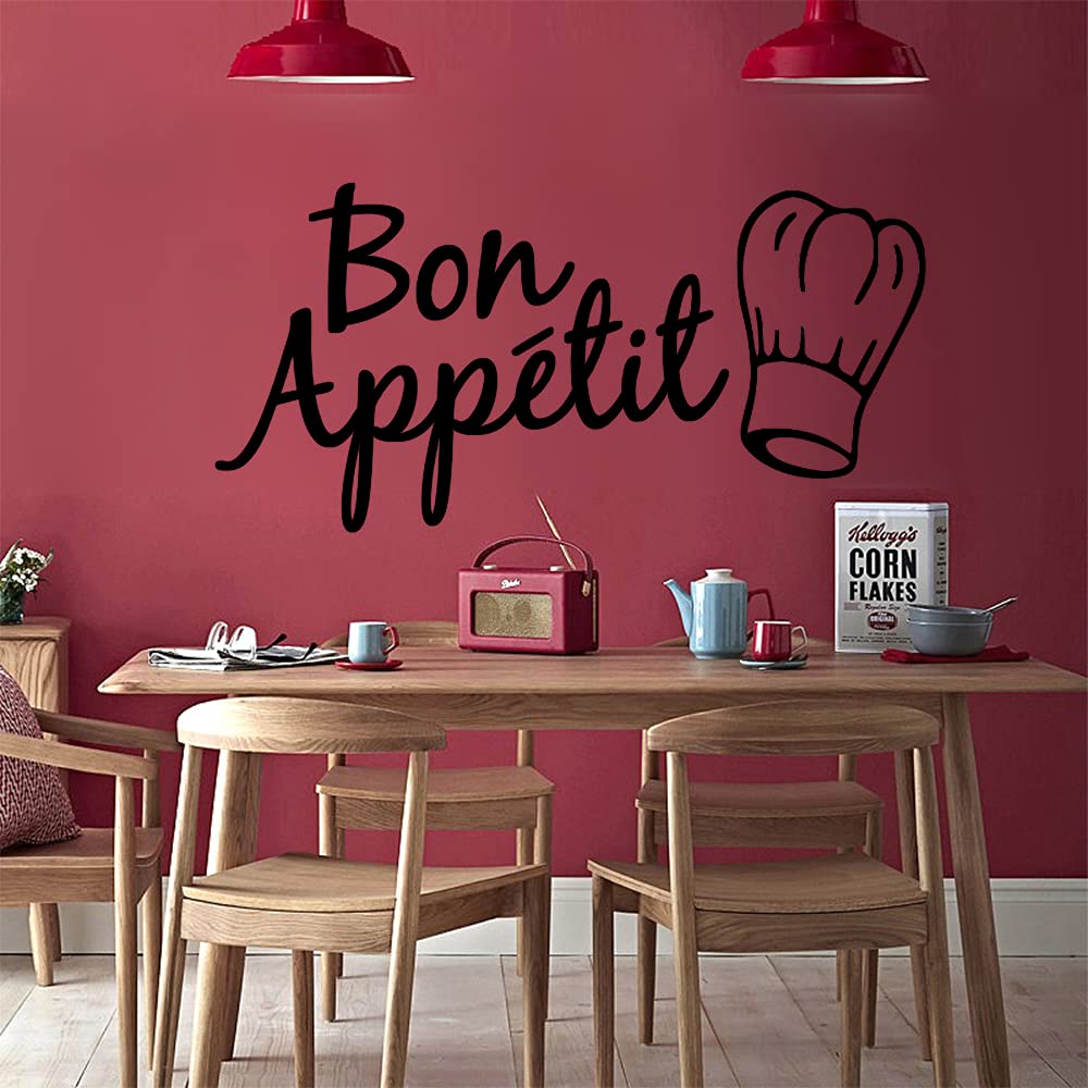 Adesivo Muro PVC - Scritta Buon Appetito Nero - Decorazione Parete - Facile Da Applicare E Rimuovere - Foto 7
