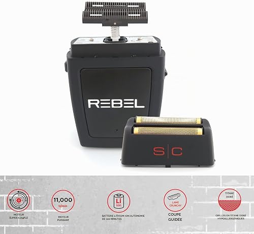 Rasoir Électrique Hommes Barbe et Cheveux Stylecraft Rebel by Gamma Più, Rasoir Barbe Électrique Sans Fil, Autonomie de 100 Minutes, Rasoir de Poche Compact et Portable 150gr, Ergonomique, 11.000 rpm - 4