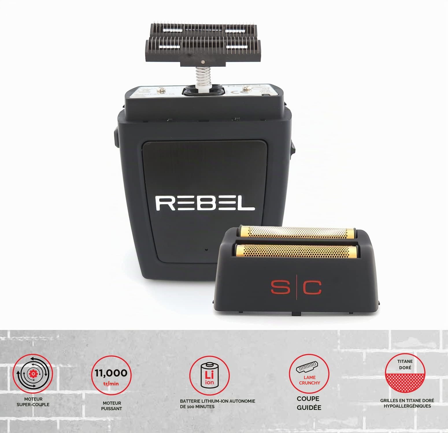 Rasoir Électrique Hommes Barbe et Cheveux Stylecraft Rebel by Gamma Più, Rasoir Barbe Électrique Sans Fil, Autonomie de 100 Minutes, Rasoir de Poche Compact et Portable 150gr, Ergonomique, 11.000 rpm