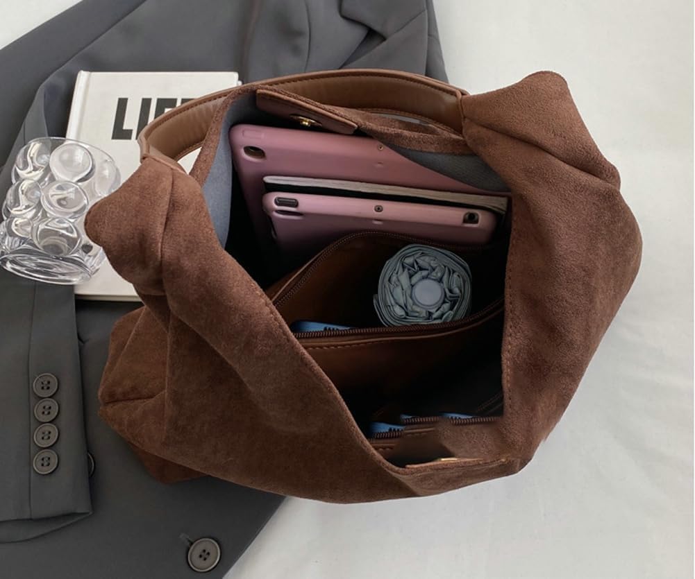 Slouchy Hobo Bags for Women Retro PU Leather Tote Crossbody Bag Soft Large Capacity 2pcs Shoulder Purses Handbags 2025 - Image 4