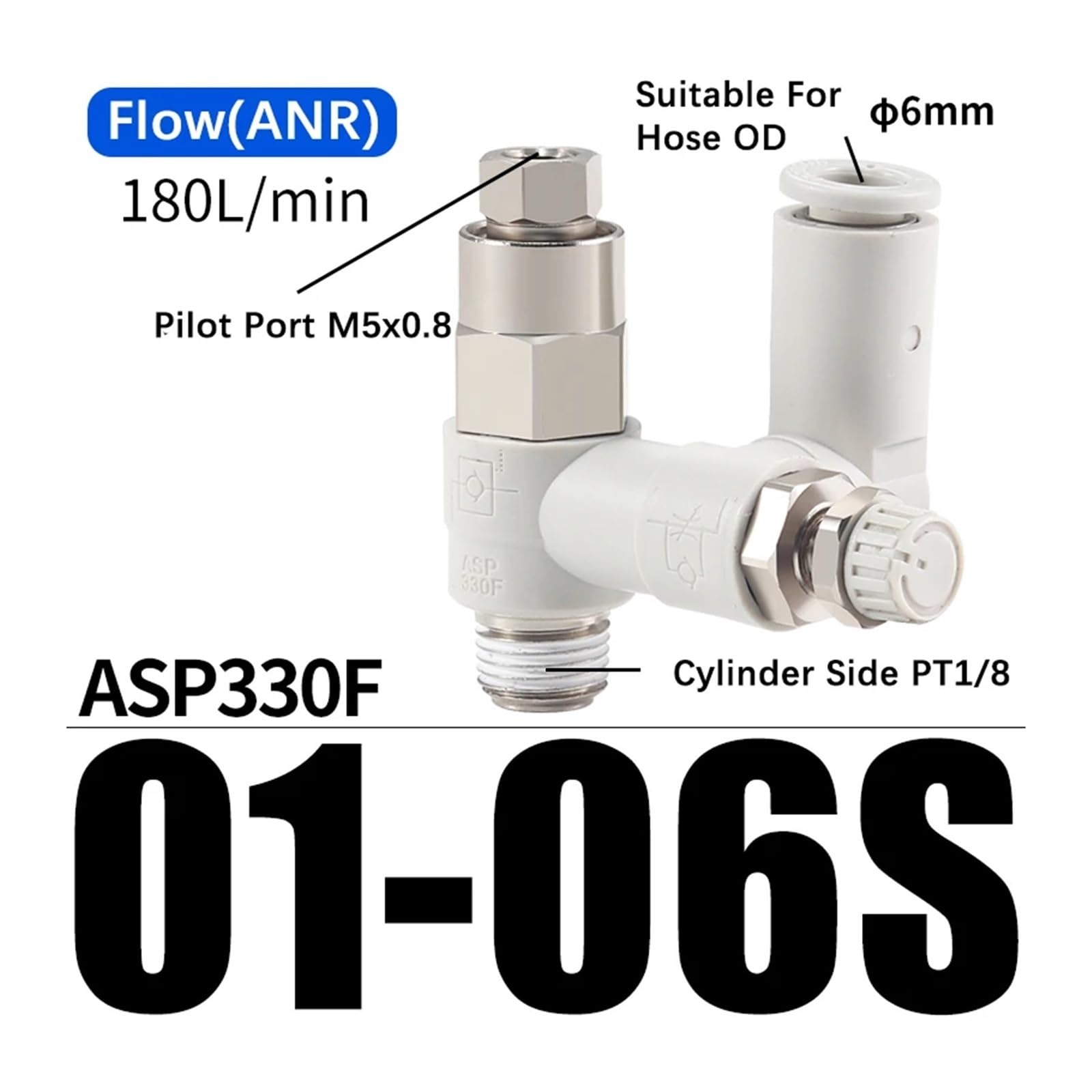 Zawór regulacyjny prędkości, 1 sztuka, ASP330F/430F/530F/630F-01-02-06S/08S/10S/12S (ASP330F01-06S)