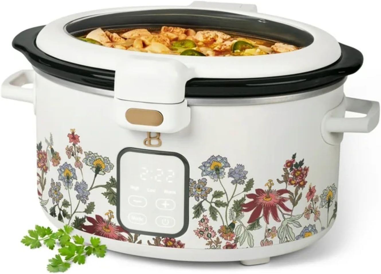 4QT Programmable Slow Cooker with Hinged Lid, Touch Display, Multiple Heat Settings, Ideal for Family Meals