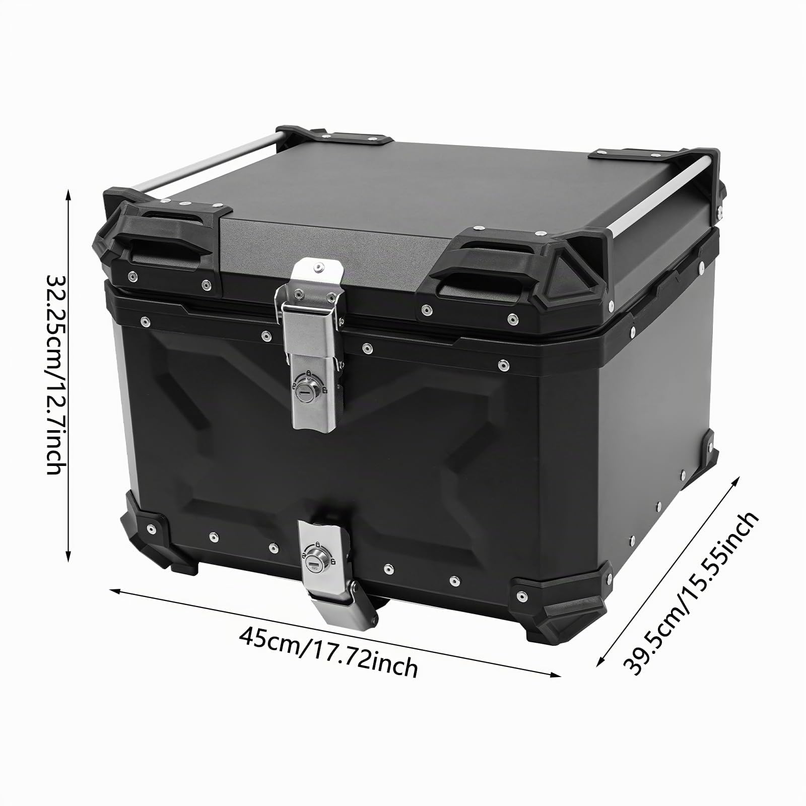 55L Estuche Superior Impermeable para Motocicleta, Caja Trasera Universal de Aleación de Aluminio con Cerradura y 2 Llaves, Maleta de Equipaje para Motocicleta y Scooter