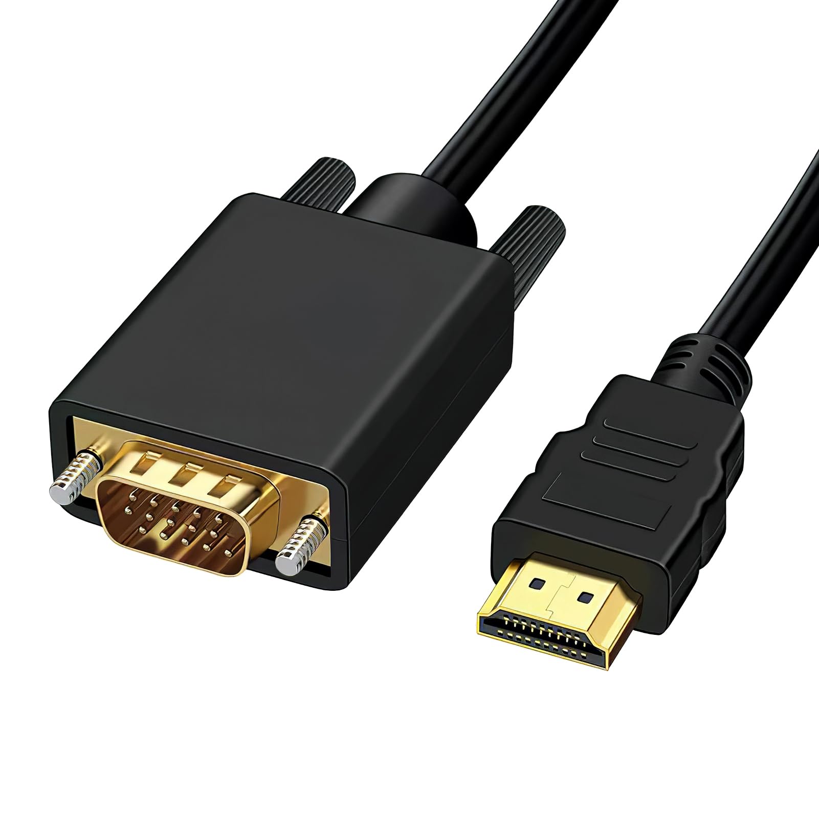 Kabel konwerterowy 1,8 m, przejściówka HDMI na VGA, męski HDMI na VGA Male, wytrzymały z obudową ze stopu aluminium, pleciony nylonem, obsługuje 1080P/60 Hz