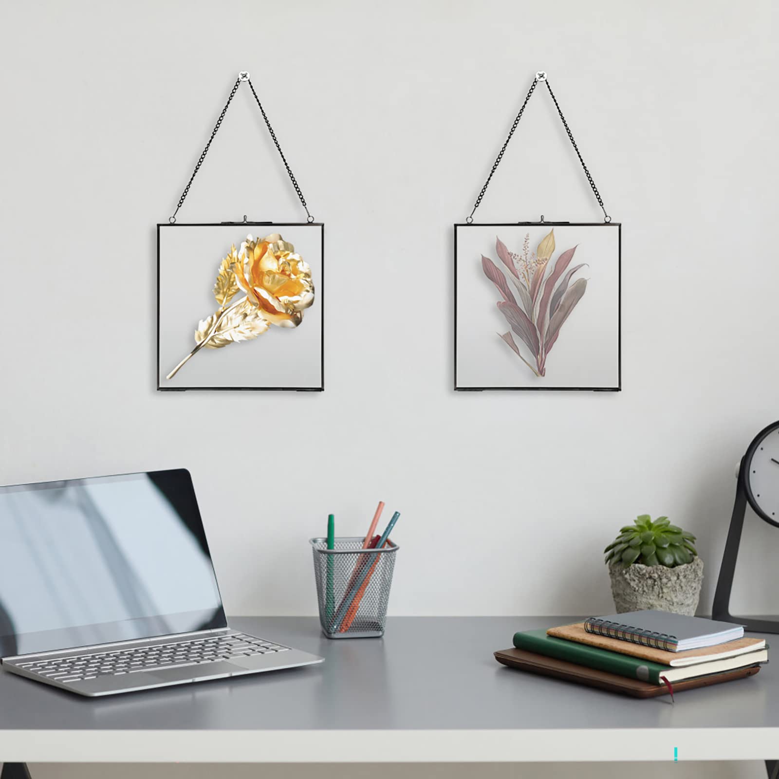 Lot De 2 Cadres Photo Métal Floral Avec Strass Colorés – Neufs, Sans Boîte (10x15 Cm)