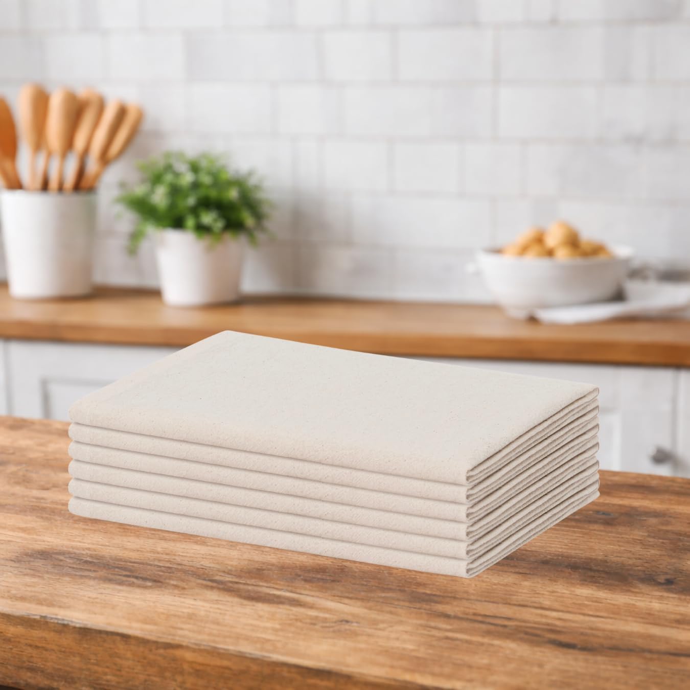 Premium 18x28 Inch Flour Sack Towels, 6-Pack Natural/Beige | 100% Cotton Lint-Free Bread Proofing Cloths for Sourdough & Baking | Super Absorbent Bread Towels, Reusable & Dishwasher Safe