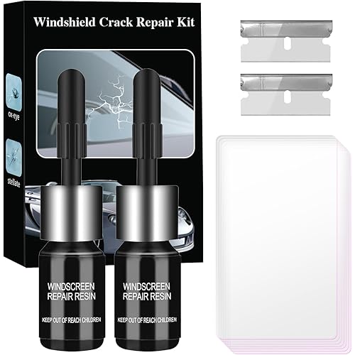 Windshield Crack Chip Repair Kit: 2 Bottles Quick Fix Car Windows Glass Tool Used for Scratches Star Shaped