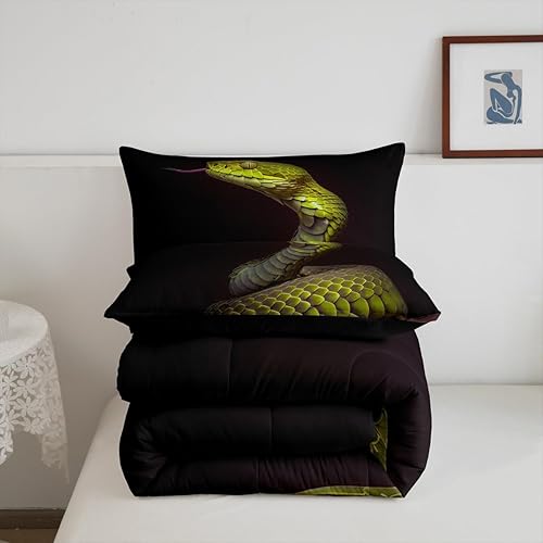 Miniatura 5 de Erosebridal Edredón de plumón de serpiente tamaño matrimonial, juego de cama de pitón con fundas de almohada, regalo para niños, adolescentes y
