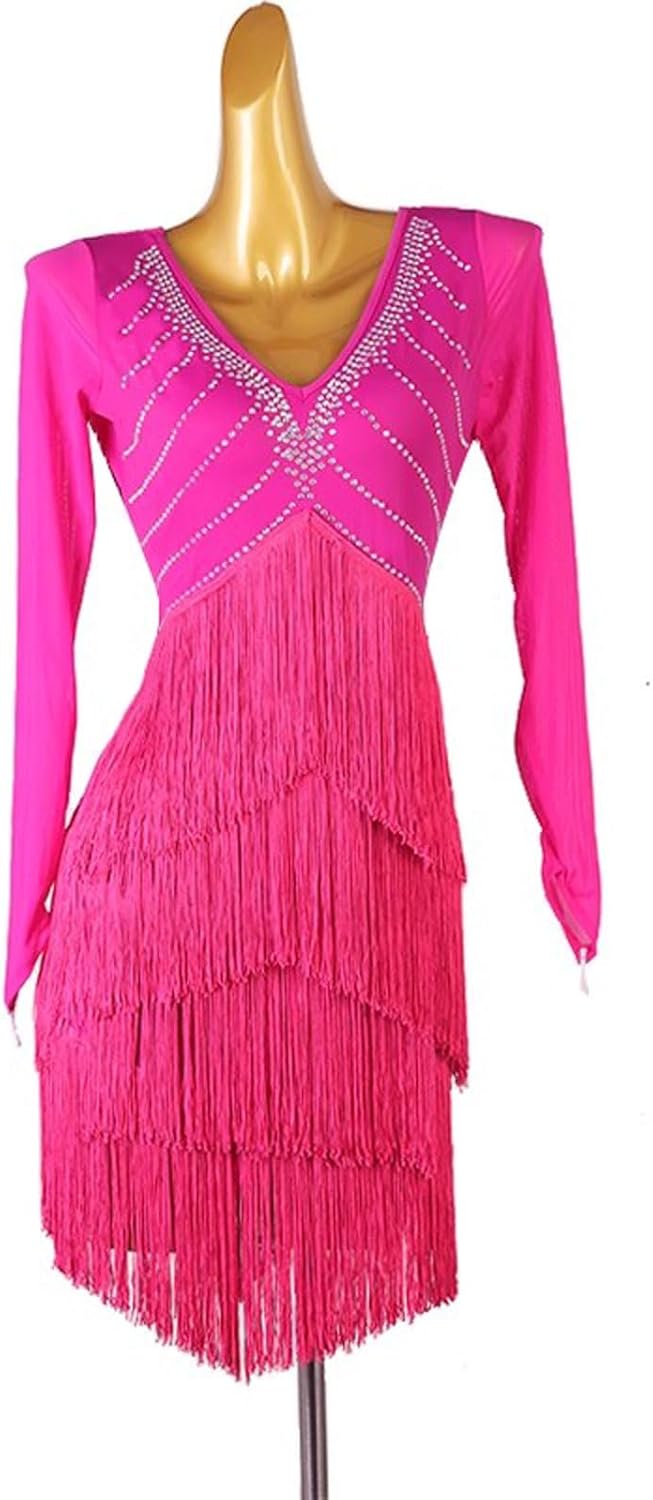 Tassel Latin Dance Competition Dresses Cha Cha Salsa Performance Costume Rhinestone Ballroom Dance Training Outfit