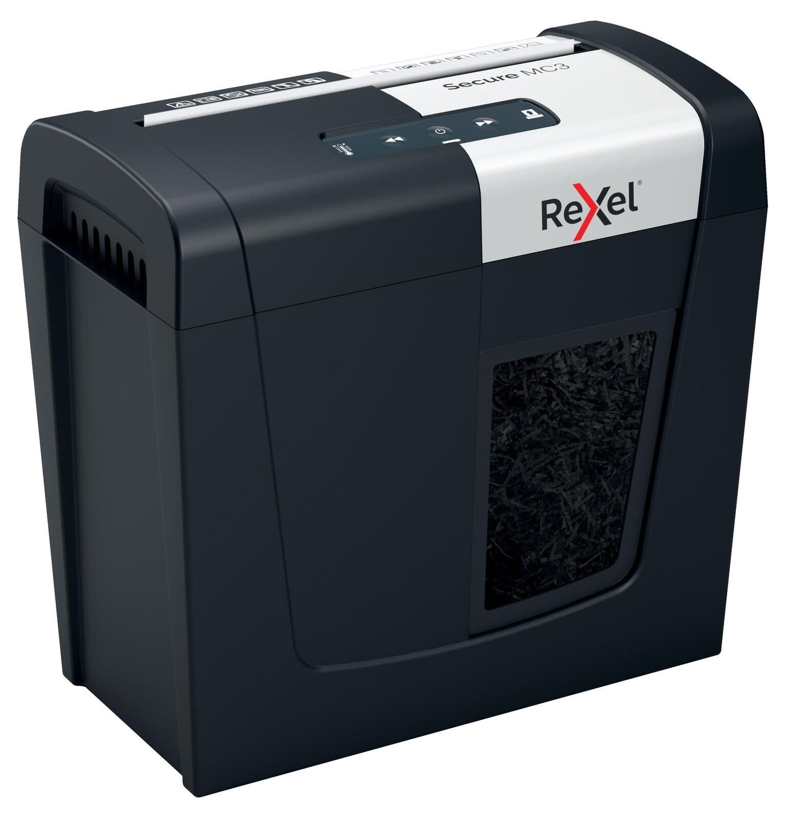 REXEL Secure MC3 Whisper-Shred™, Distruggidocumenti Manuale, 3-3 Fogli A4 (70-80 gr/mq), Taglio Micro, Livello di sicurezza P-5, per Uso Personale/Home Office, Capacità 10 Litri, 2020128EU
