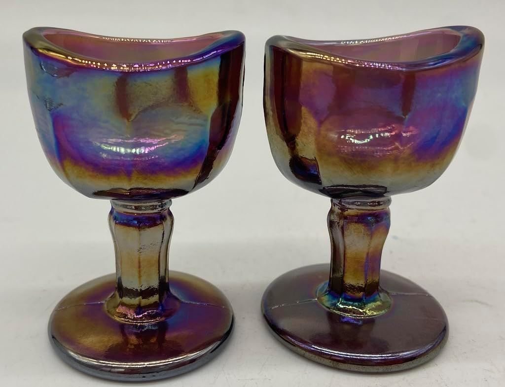 Eyecup - Set of 2 - Eye Wash Eye Cup - American Made - Mosser Glass USA (Amethyst Carnival, John Bull)