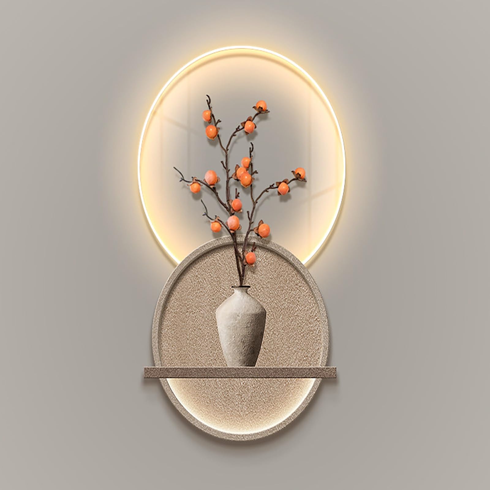 Décoration Murale en grès 3D d'exception, style Wabi-Sabi moderne et éclairage LED