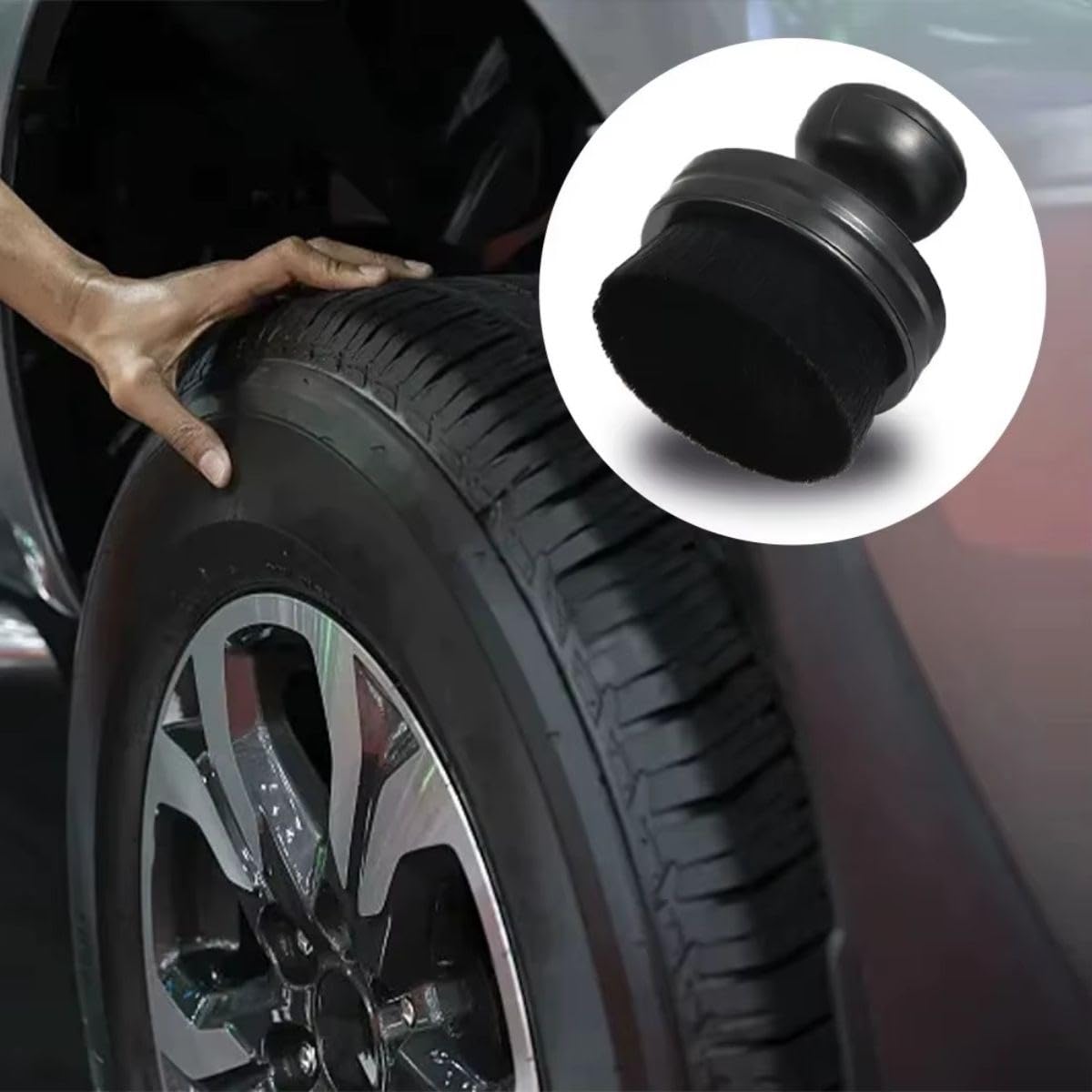 Otomobil Temizlik Fırçası, Lastik ve İç Mekan Detaylı Temizlik için Yumuşak Tüylü Fırça, Siyah, 60mm x 62mm