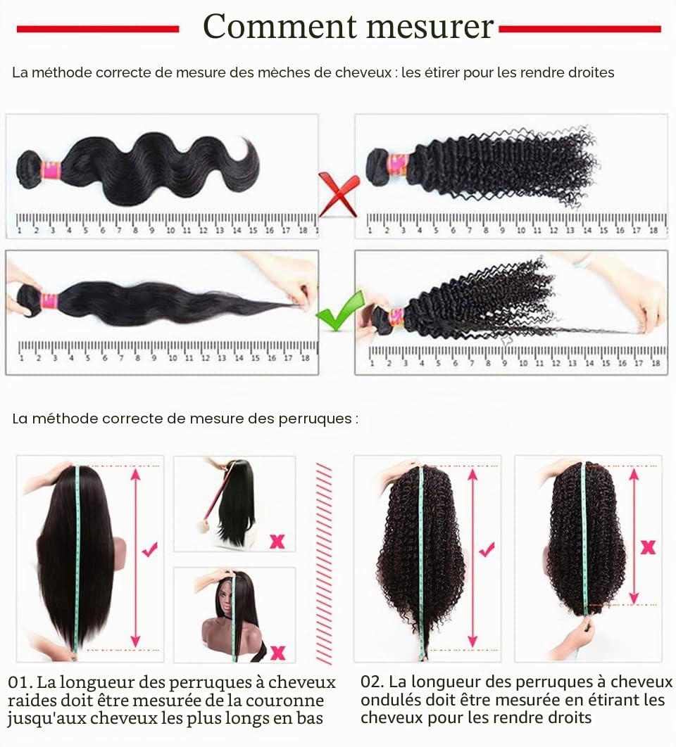 Extensions de cheveux humains bouclés avec fermeture 100 % cheveux humains brésiliens vierges non transformés avec fermeture de 10,2 x 10,2 cm, 30,5 cm, 40,6 cm + 25,4 cm, couleur noire naturelle