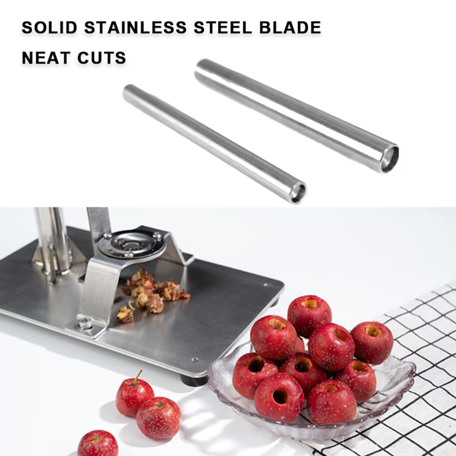 Hawthorn Corer Remover Tool - Manueller Kirschentkerner mit 2 Klingen, Edelstahl Obstentkerner mit rutschfestem Griff für Kirschen, rote Datteln und Jujube