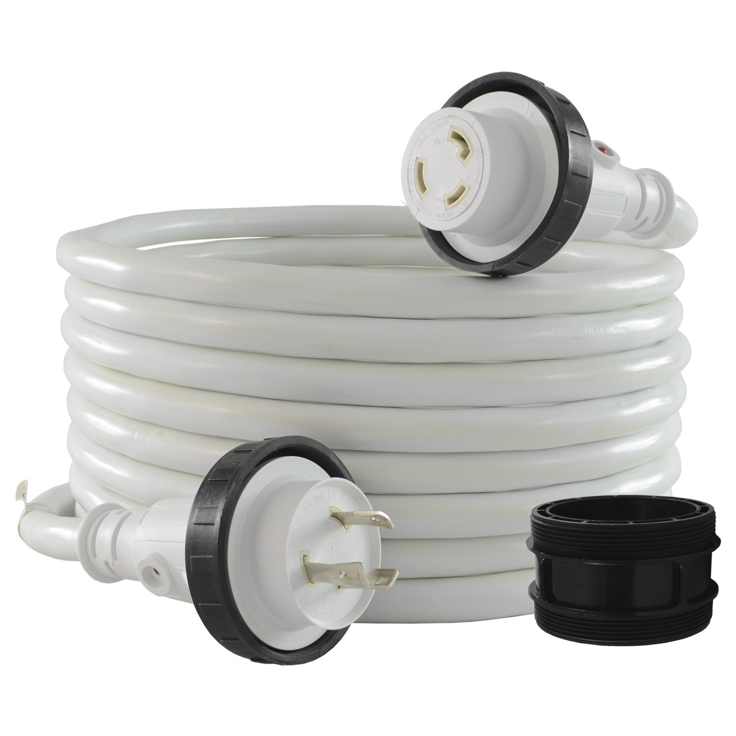 Conntek 17930-025RE Marine Shore Power 30 Amp Cordset with Light Indicator (Safe-T Glow, 25-Feet)