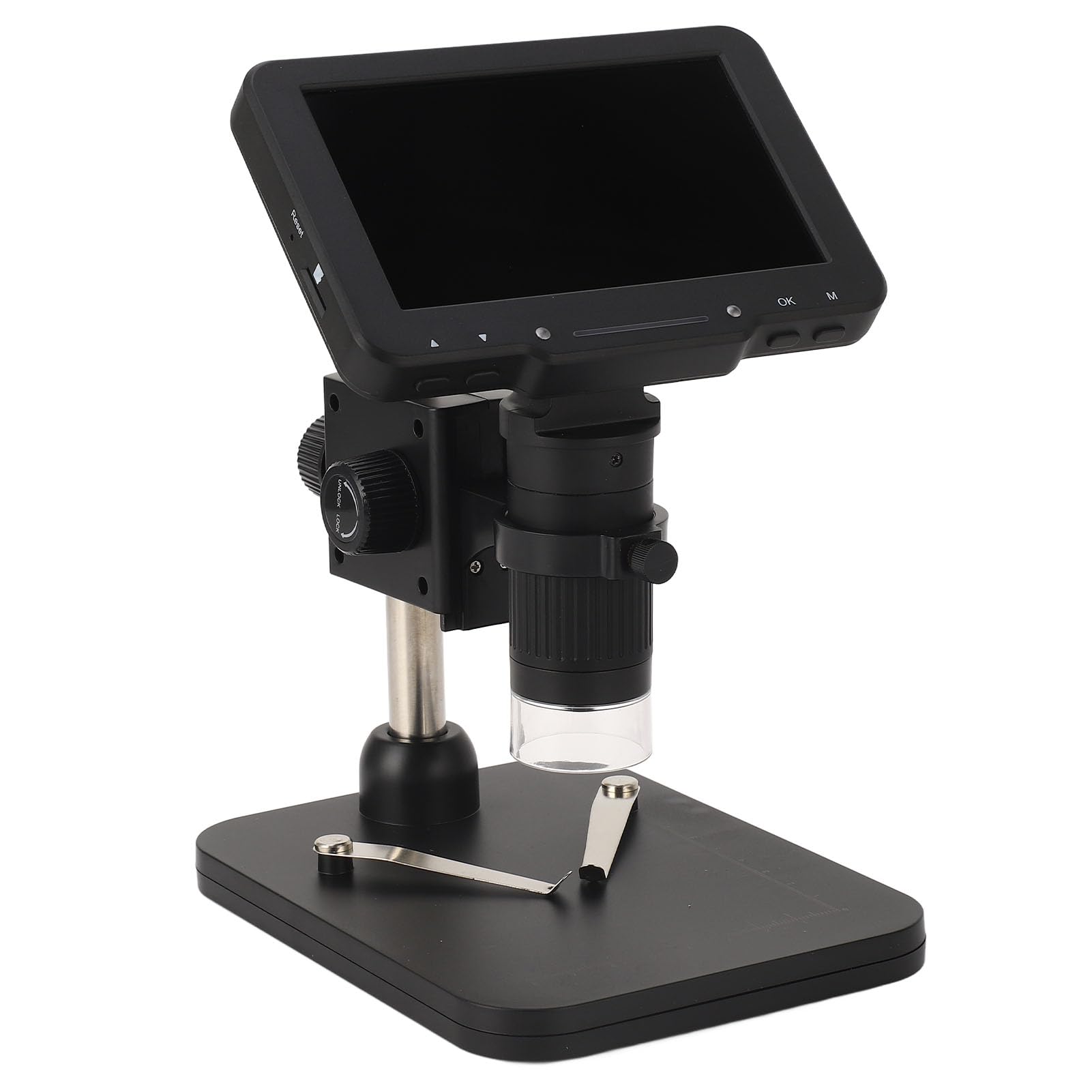 Cocoarm Digitales Mikroskop mit 5-Zoll-IPS-LCD-Lötmikroskop 16 MP 1000X mit 8 LEDs Typ C für die Münzinspektion, Leiterplattenreparatur, Uhrenschmuckbeobachtung